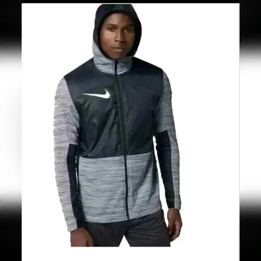 Nike Men's Dri-Fit Therma Zip Up Hoodie Black Heather Gray M